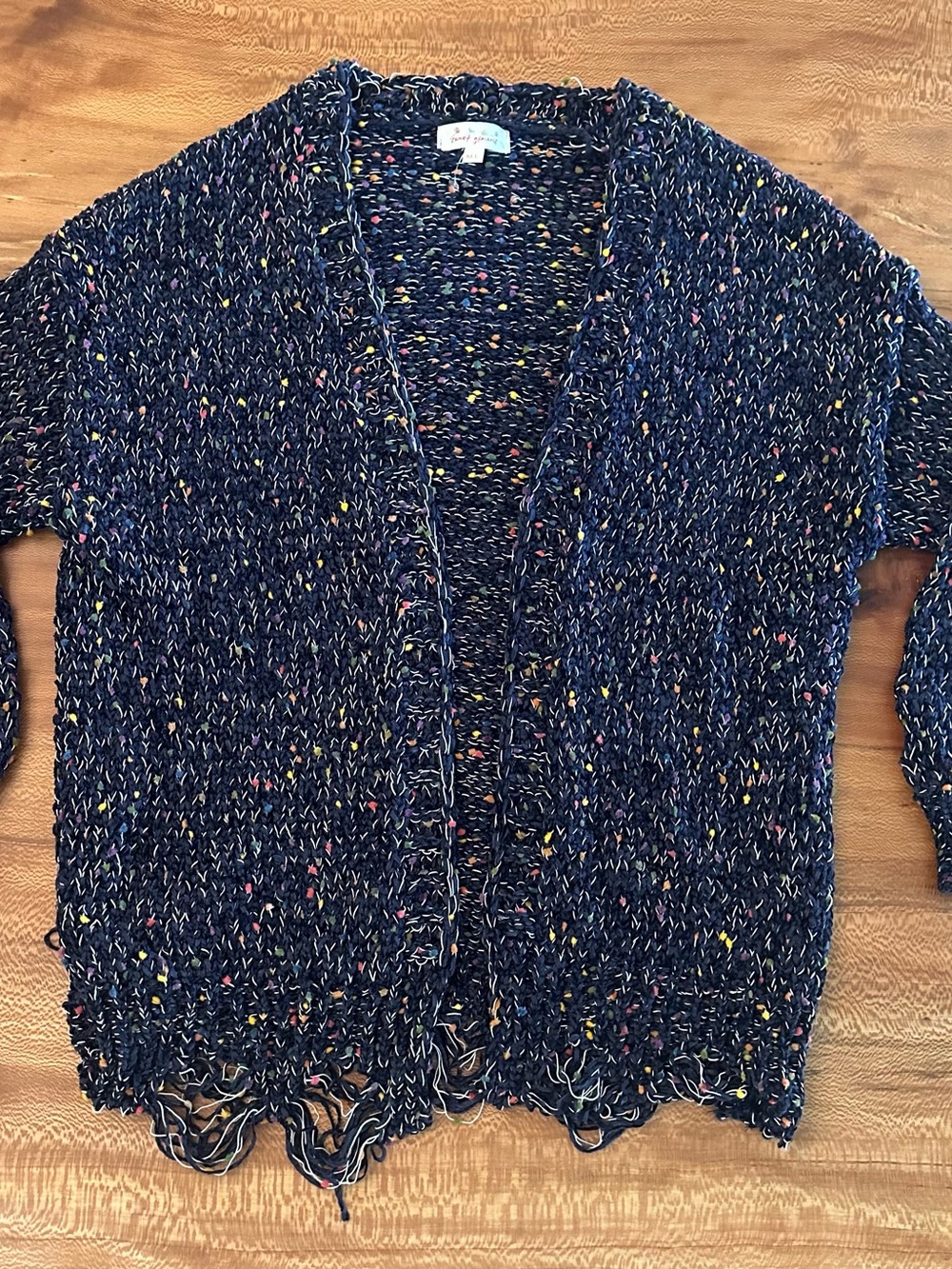 Sweet Generis Multicolor Confetti Knit Cardigan Sweater Navy | Size: M/L